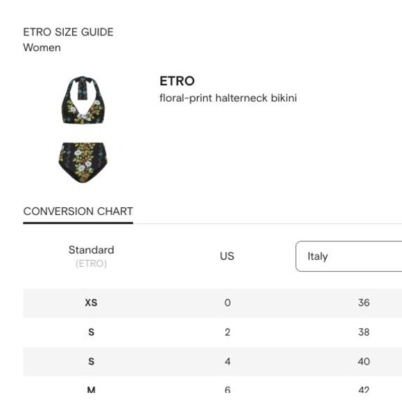 ETRO Milano BlackFloral Halter Neck High Waist Bikini Set NEW MSRP $850 Sz S/2-4 - Picture 12 of 12